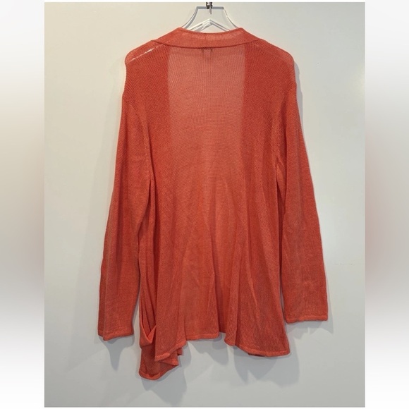 J Jill Coral Linen Blend Cardigan Sweater Pockets Women’s Size XL (821) - Picture 3 of 6